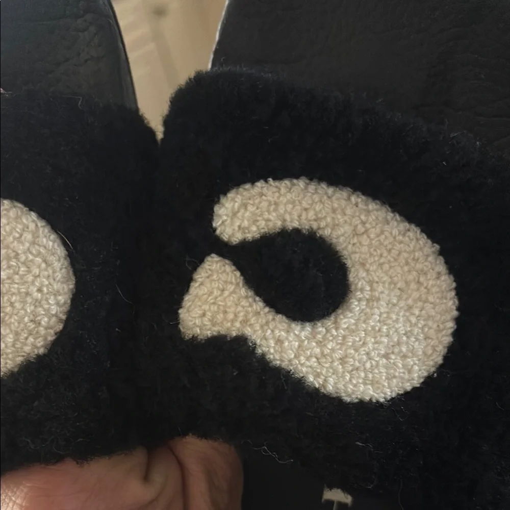 Coach Black and White Fuzzy Slides - Picture 5 of 6